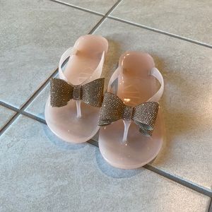 Rose gold Rhinestone Jelly flip flops